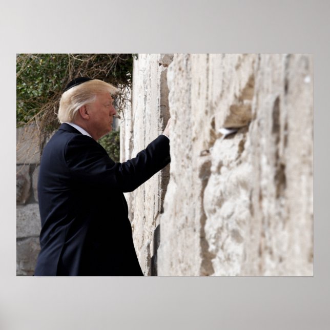 Donald Trump Places Note In Western Wall Poster (Front)