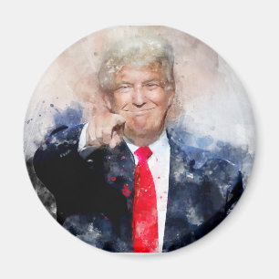 Donald Trump pointing portrait watercolor Magnet