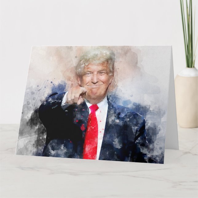 Donald Trump pointing portrait watercolor Thank You Card (Front)