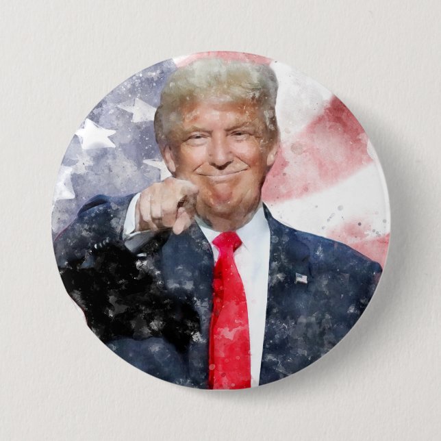 Donald Trump pointing with American flag 3 Inch Round Button (Front)