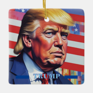 Donald Trump Pop Art Ceramic Ornament