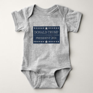 Donald Trump President 2024 Bold Blue Baby Bodysuit