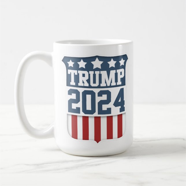 Donald Trump President 2024 Shield Coffee Mug (Left)