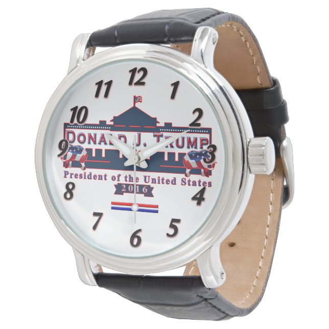 Donald Trump President Elect Vintage Leather Watch (Angled)