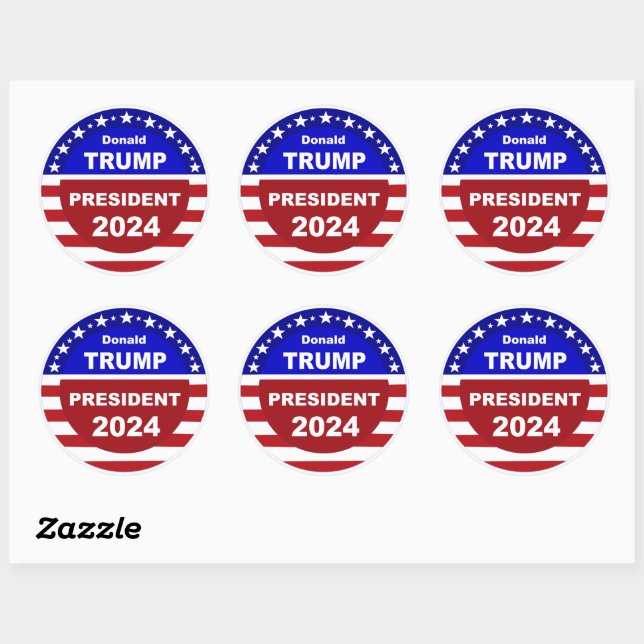 Donald Trump President round 2024 Classic Round Sticker (Sheet)