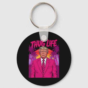 Donald Trump Retro Vintage Vibe Pink Funny Art Art Keychain