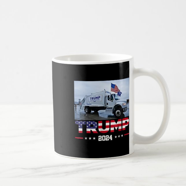 Donald Trump Rides Garbage Truck - Garbage Truck T Coffee Mug (Right)