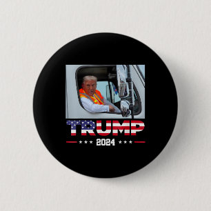 Donald Trump Rides In Garbage Truck 1  2 Inch Round Button