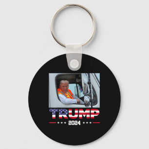 Donald Trump Rides In Garbage Truck 1 Keychain