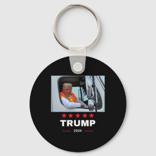 Donald Trump Rides In Garbage Truck 2  Keychain