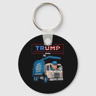 Donald Trump Rides In Garbage Truck Shirt Garbage  Keychain