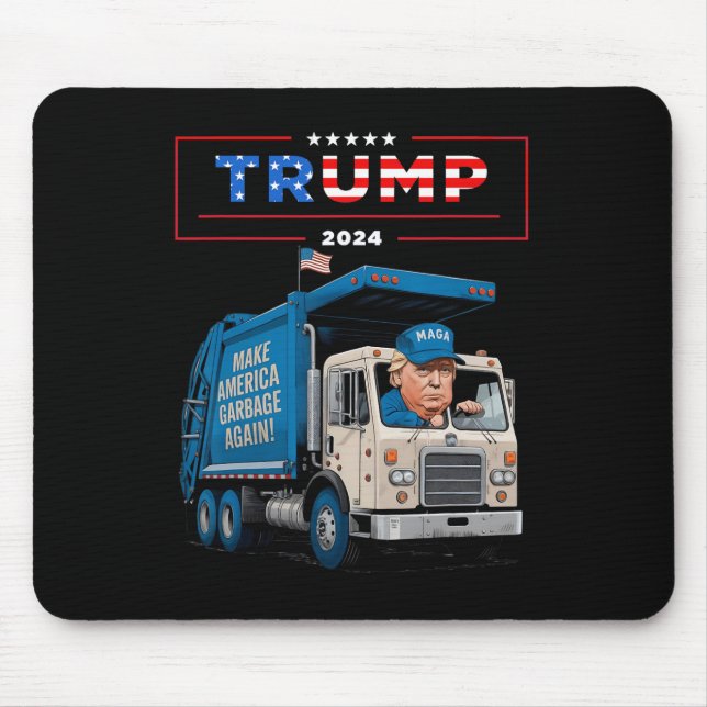 Donald Trump Rides In Garbage Truck Shirt Garbage  Mouse Pad (Front)