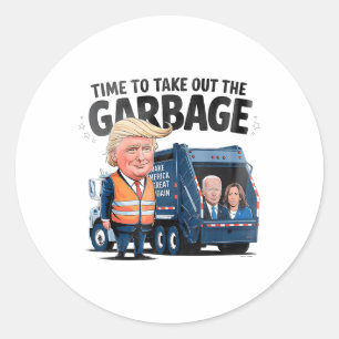Donald Trump Rides In Garbage Truck Uni-adults Gar Classic Round Sticker