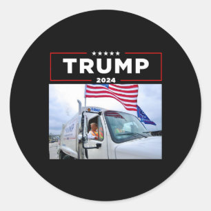 Donald Trump Rides In Garge Truck Shirt Garge Tee Classic Round Sticker
