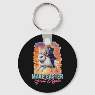 Donald Trump Riding Bunny Make Easter Great Again Keychain
