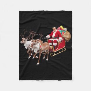 Donald Trump Santa Claus Sleigh Christmas Xmas Usa Fleece Blanket