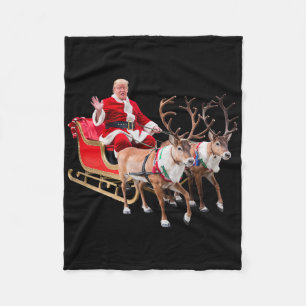 Donald Trump Santa Claus Sleigh Christmas Xmas Usa Fleece Blanket