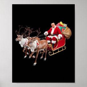 Donald Trump Santa Claus Sleigh Christmas Xmas Usa Poster