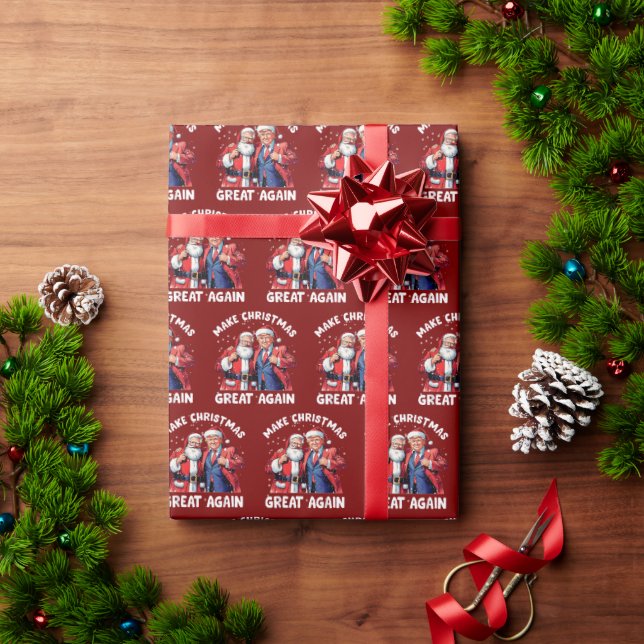 Donald Trump Santa Claus | Trump Santa Gift Red Wrapping Paper (Holiday Gift)