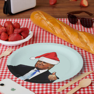 DONALD TRUMP SANTA HAT CHRISTMAS PARTY  PAPER PLATE
