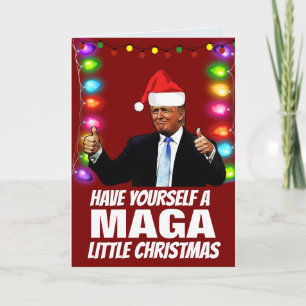 DONALD TRUMP SANTA HAT MAGA Christmas GREETING Holiday Card