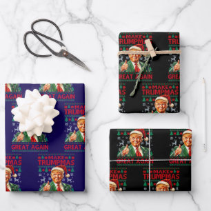 Donald Trump Santa hat Make Christmas Great Again Wrapping Paper Sheet