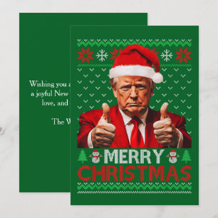 Donald Trump Santa Hat Merry Christmas Ugly Gift Holiday Card