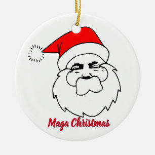 Donald Trump Santa Maga Christmas Ceramic Ornament