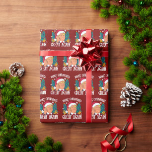 Donald Trump Santa Make Christmas Great Again Red Wrapping Paper