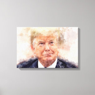 Donald Trump smiling portrait watercolor Canvas Print