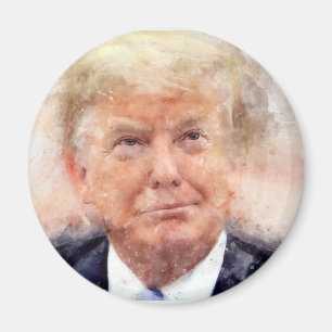 Donald Trump smiling portrait watercolor Magnet