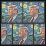 Donald Trump Starry Night Van Gogh Art Style 2024 Fabric<br><div class="desc">Donald Trump in Van Gogh Starry Night style art,  President Donald Trump wearing his classic suit and red tie against the backdrop of abstract expressionist starry night sky. Festive political campaign artwork of 45th President Donald J. Trump or to support Mr. Trump's 2024 election.</div>