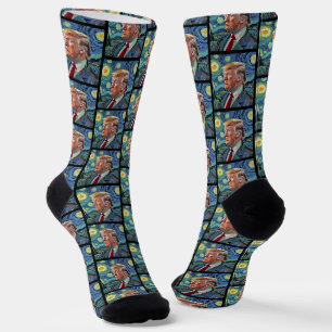 Donald Trump Starry Night Van Gogh Art Style 2024 Socks