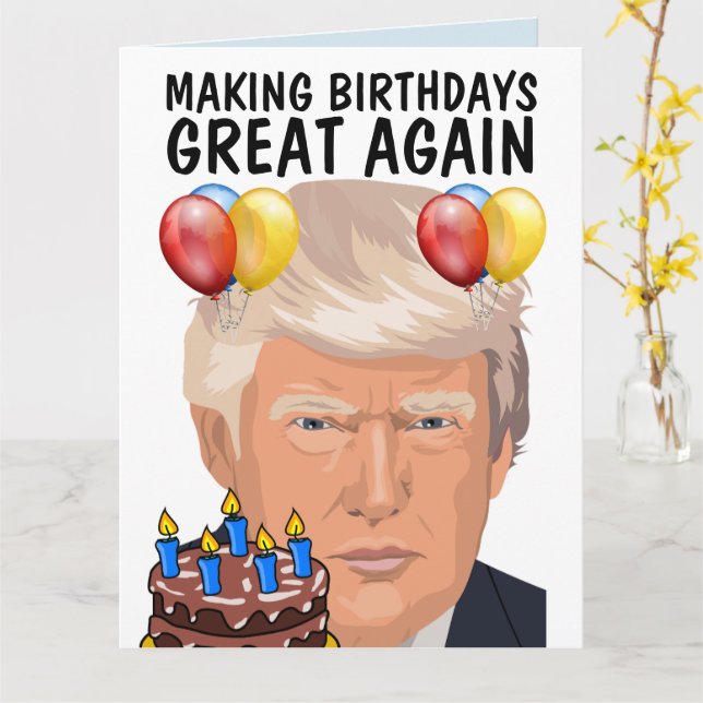 DONALD TRUMP SURGRANDISSÉ Cartes de voeux ANNIVERS (Fleur jaune)