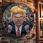 Donald Trump The King of Darts Dartboard<br><div class="desc">Picture of Donald Trump Dart Board. A humourous dart board featuring a caricature of Donald Trump as the target, wearing a crown and an angry expression. The board is surrounded by smaller images of people. A round dartboard featuring a caricature of Donald Trump. The image is a humourous take on...</div>