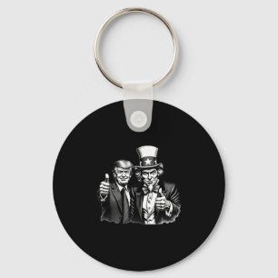 Donald Trump Uncle Sam Selfie Thumbs Up Funny Mens Keychain