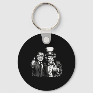 Donald Trump Uncle Sam Selfie Thumbs Up Funny Mens Keychain