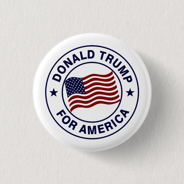 Donald Trump US Flag 1 Inch Round Button (Front)