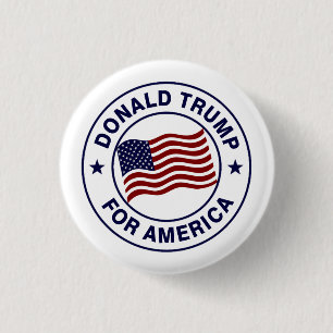 Donald Trump US Flag 1 Inch Round Button