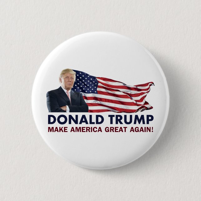 Donald Trump US Flag 2 Inch Round Button (Front)