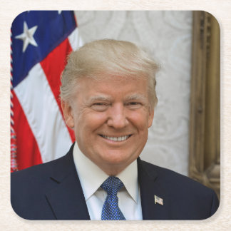 Donald Trump US President White House MAGA 2024 Square Paper Coaster