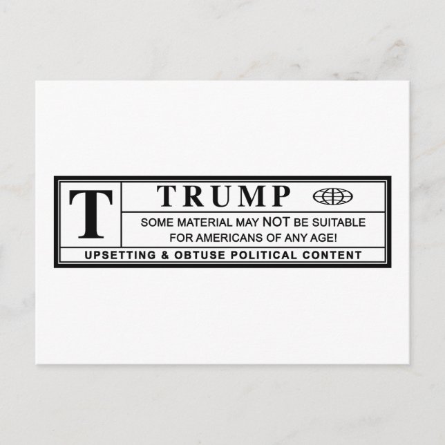 Donald Trump Warning Label Postcard (Front)