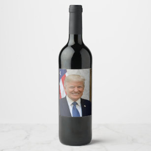Donald Trump White House President Portrait Wine L Wine Label