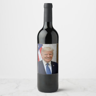 Donald Trump White House President Portrait Wine Label