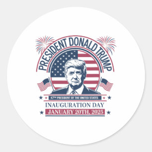 Donald Trump Wins 47th President - 2024 Potus Inau Classic Round Sticker