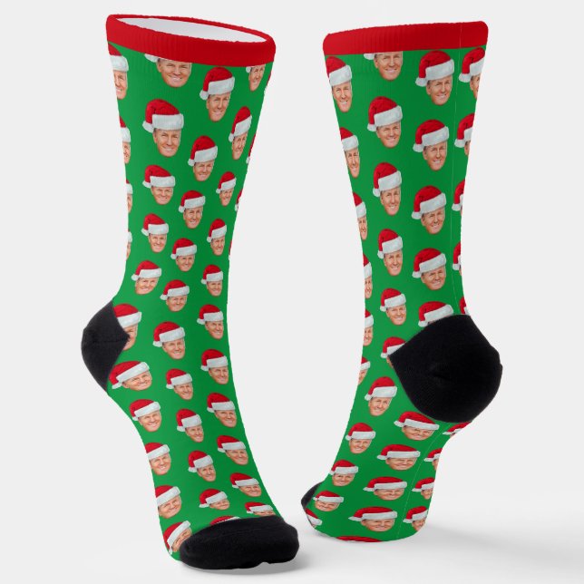 Donald Trump with Christmas Santa Hat - red green Socks (Angled)