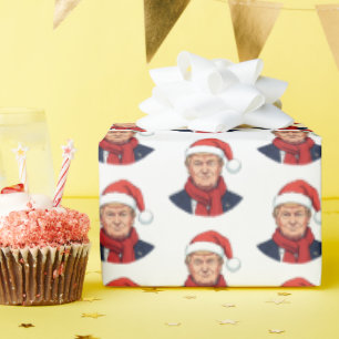 Donald Trump With Santa Claus Hat Merry Christmas Wrapping Paper