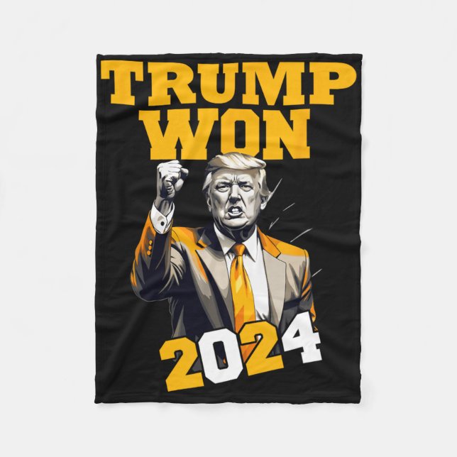 Donald Trump Won 2024 Election Inauguration Men Wo Fleece Blanket (Front)