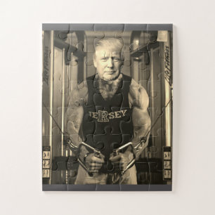 DONALD TRUMP WORKING OUT JIGSAW PUZZLE