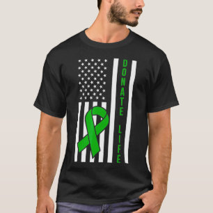 Donate Life  USA Flag Organ Lung Kidney Donor Ribb T-Shirt